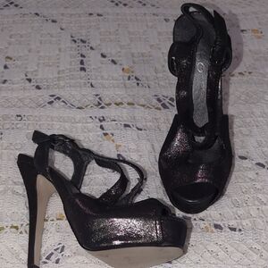 Aldo Glittery Black Platform Heels